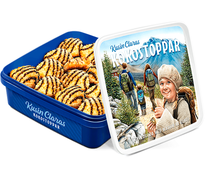 Med massor av kokos och garnerad med choklad. En liten bit vardagslyx i varje tugga.