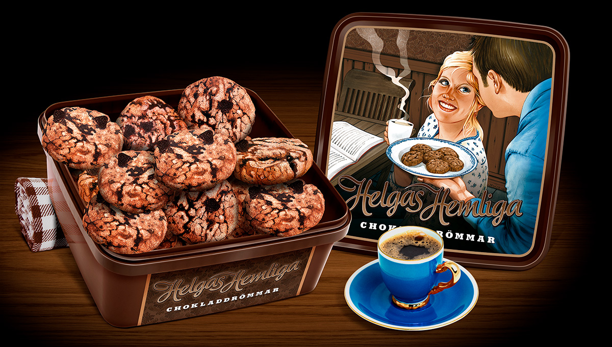 Sälj Helgas Hemliga Chokladdrömmar, en god kaka med bitar av äkta belgisk choklad