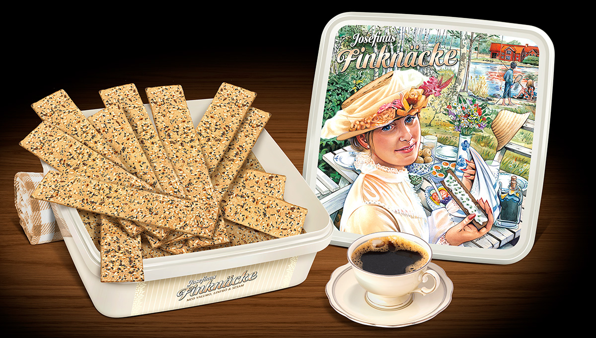 Sälj Josefinas Finknäcke, krispiga sticks av knäckebröd med vallmo, linfrö och sesam